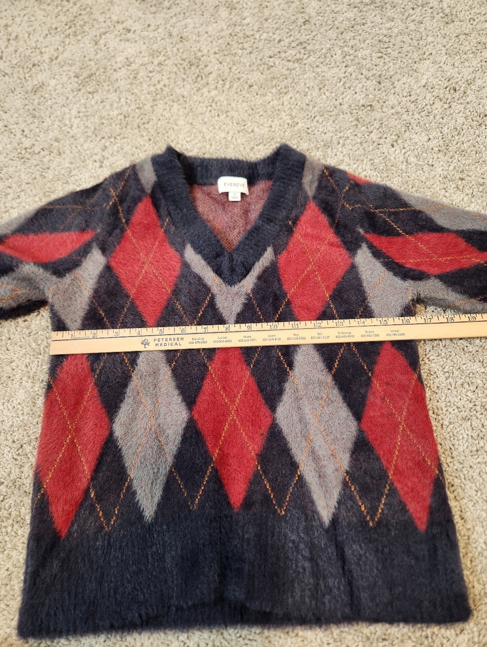 Evereve Lea Argyle Pullover Size Small - Picture 7 of 8